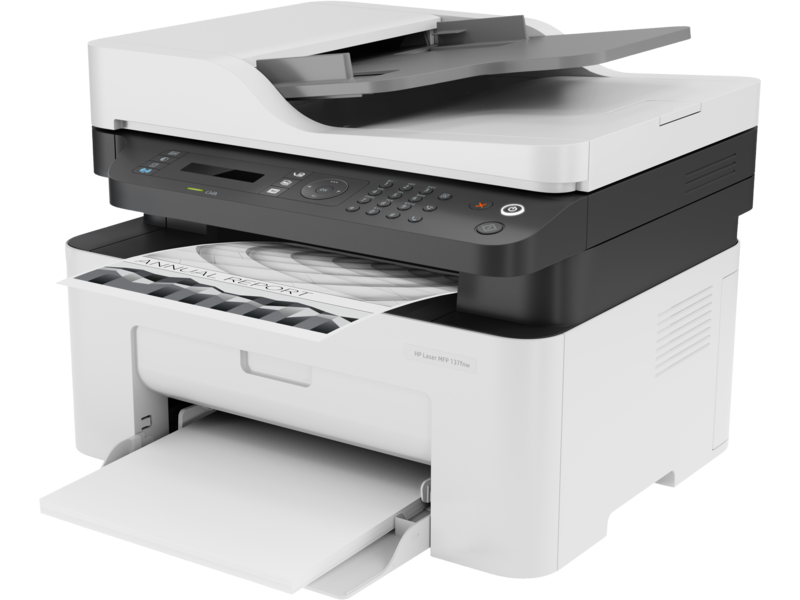 HP Laser MFP 137fnw Printer - 20ppm / 1200dpi / A4 / USB / LAN / Wi-Fi / FAX / Mono Laser