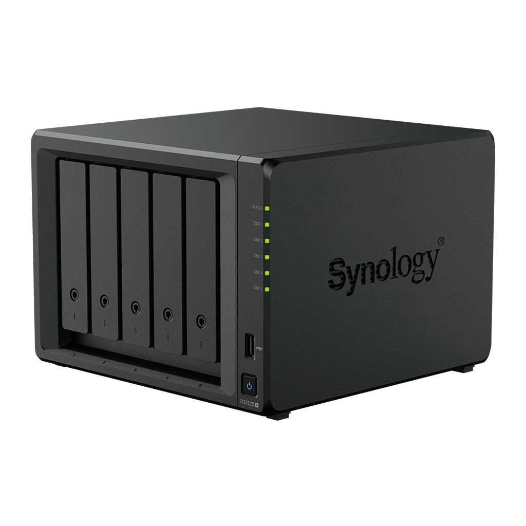 Synology DiskStation DS1525+ – 5-Bay / AMD Ryzen V1500B / 8 GB RAM / USB / LAN / 3-Year Warranty