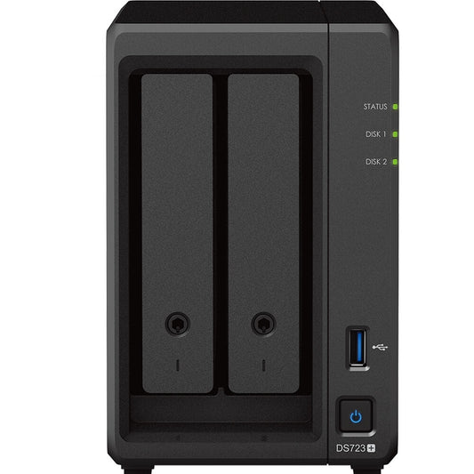 Synology DiskStation DS723+ – 2-Bay / AMD Ryzen R1600 / 2GB RAM / USB / LAN / 3-Year Warranty