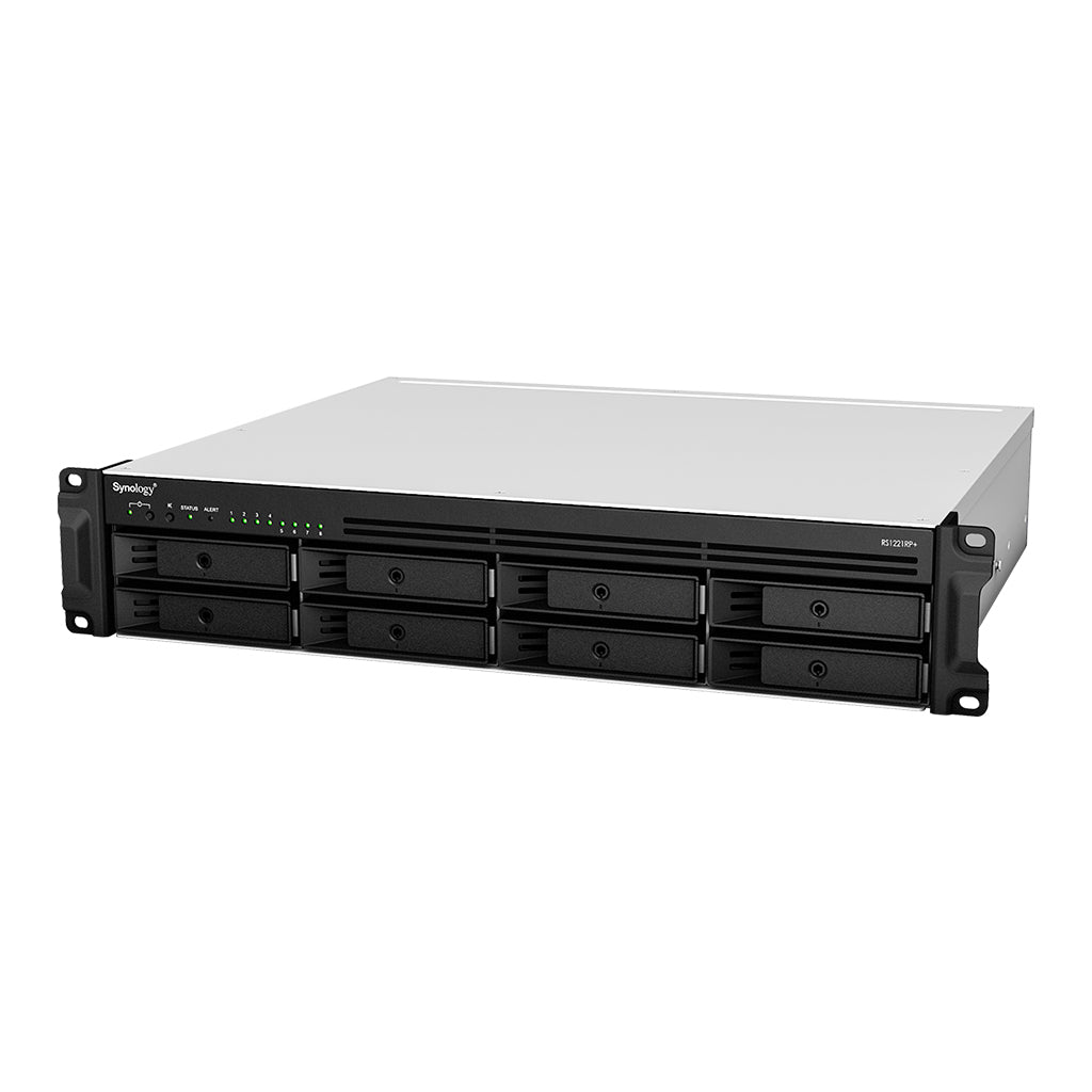 Synology RackStation RS1221RP+ – 8-Bay / AMD Ryzen V1500B / 4 GB RAM / USB / LAN / Redundant Power / 3-Year Warranty (Rail-Kit Included)